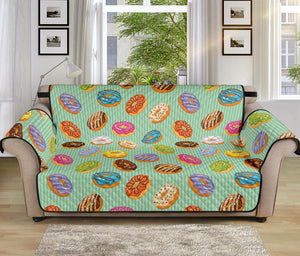 Green Striped Donut Pattern Print Sofa Protector