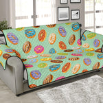 Green Striped Donut Pattern Print Sofa Protector