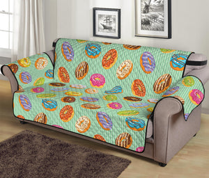 Green Striped Donut Pattern Print Sofa Protector