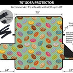 Green Striped Donut Pattern Print Sofa Protector