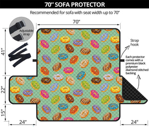 Green Striped Donut Pattern Print Sofa Protector