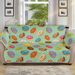 Green Striped Donut Pattern Print Sofa Protector