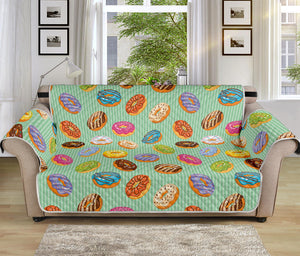 Green Striped Donut Pattern Print Sofa Protector