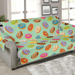 Green Striped Donut Pattern Print Sofa Protector