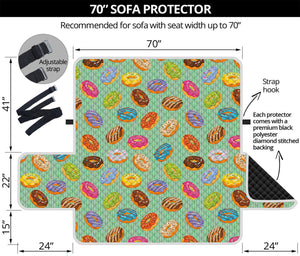 Green Striped Donut Pattern Print Sofa Protector