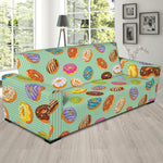 Green Striped Donut Pattern Print Sofa Slipcover