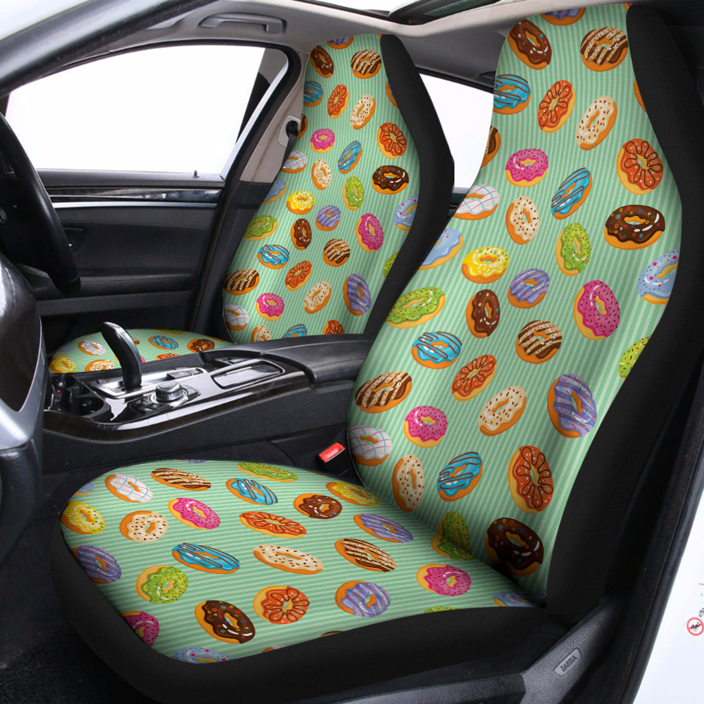 Green Striped Donut Pattern Print Universal Fit Car Seat Covers