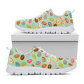 Green Striped Donut Pattern Print White Running Shoes