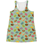Green Striped Donut Pattern Print Women's Racerback Tank Top