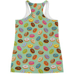 Green Striped Donut Pattern Print Women's Racerback Tank Top