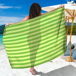 Green Striped Pattern Print Beach Sarong Wrap