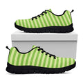 Green Striped Pattern Print Black Running Shoes