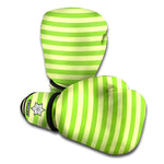 Green Striped Pattern Print Boxing Gloves
