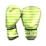 Green Striped Pattern Print Boxing Gloves