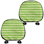 Green Striped Pattern Print Car Headrest Covers