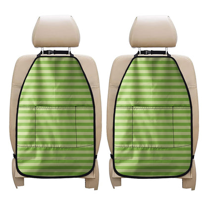 Green Striped Pattern Print Car Seat Organizers