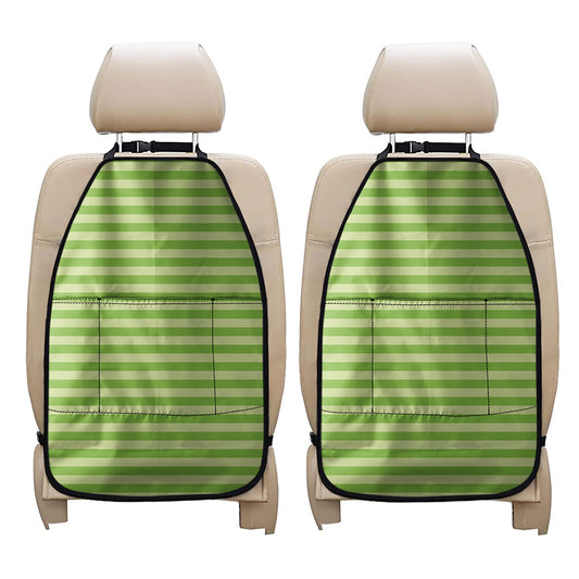 Green Striped Pattern Print Car Seat Organizers