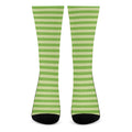 Green Striped Pattern Print Crew Socks