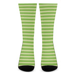 Green Striped Pattern Print Crew Socks