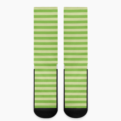 Green Striped Pattern Print Crew Socks