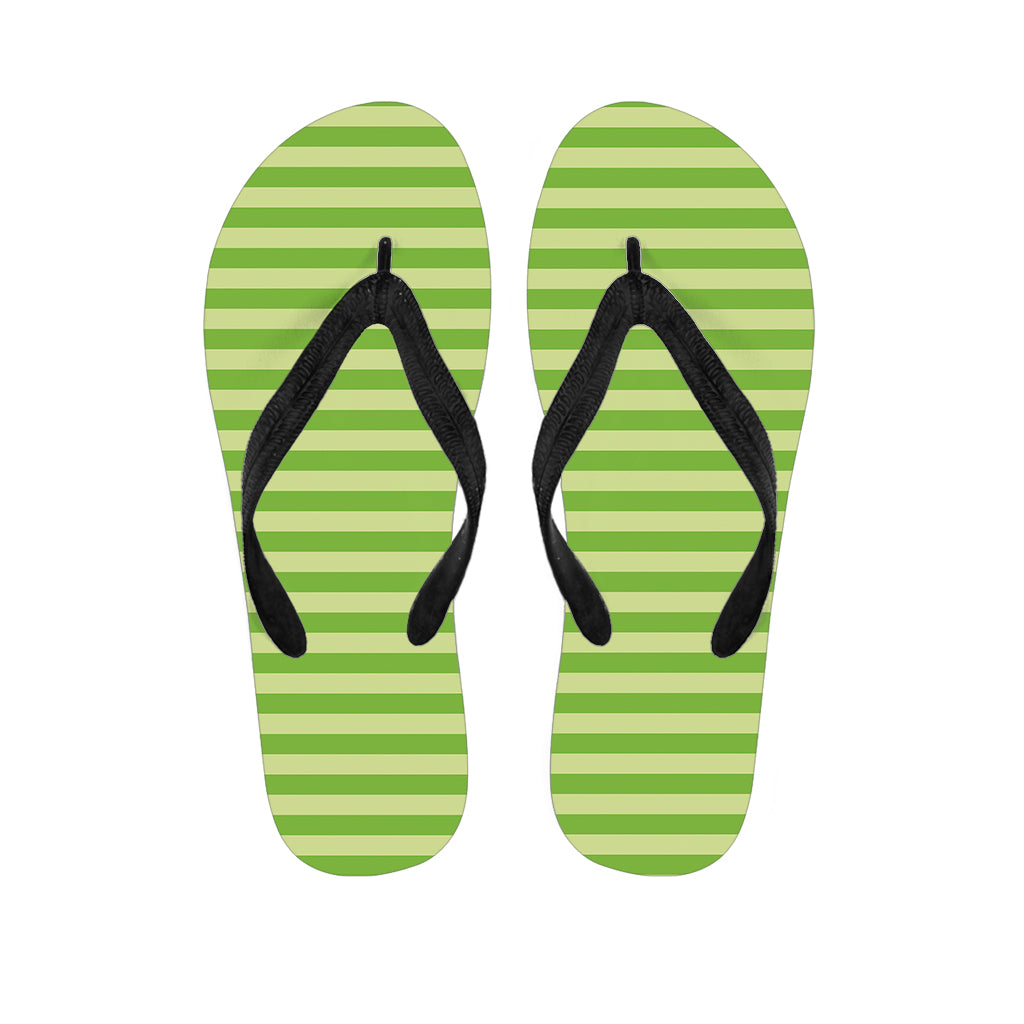 Green Striped Pattern Print Flip Flops