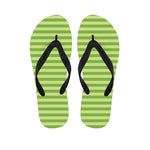 Green Striped Pattern Print Flip Flops