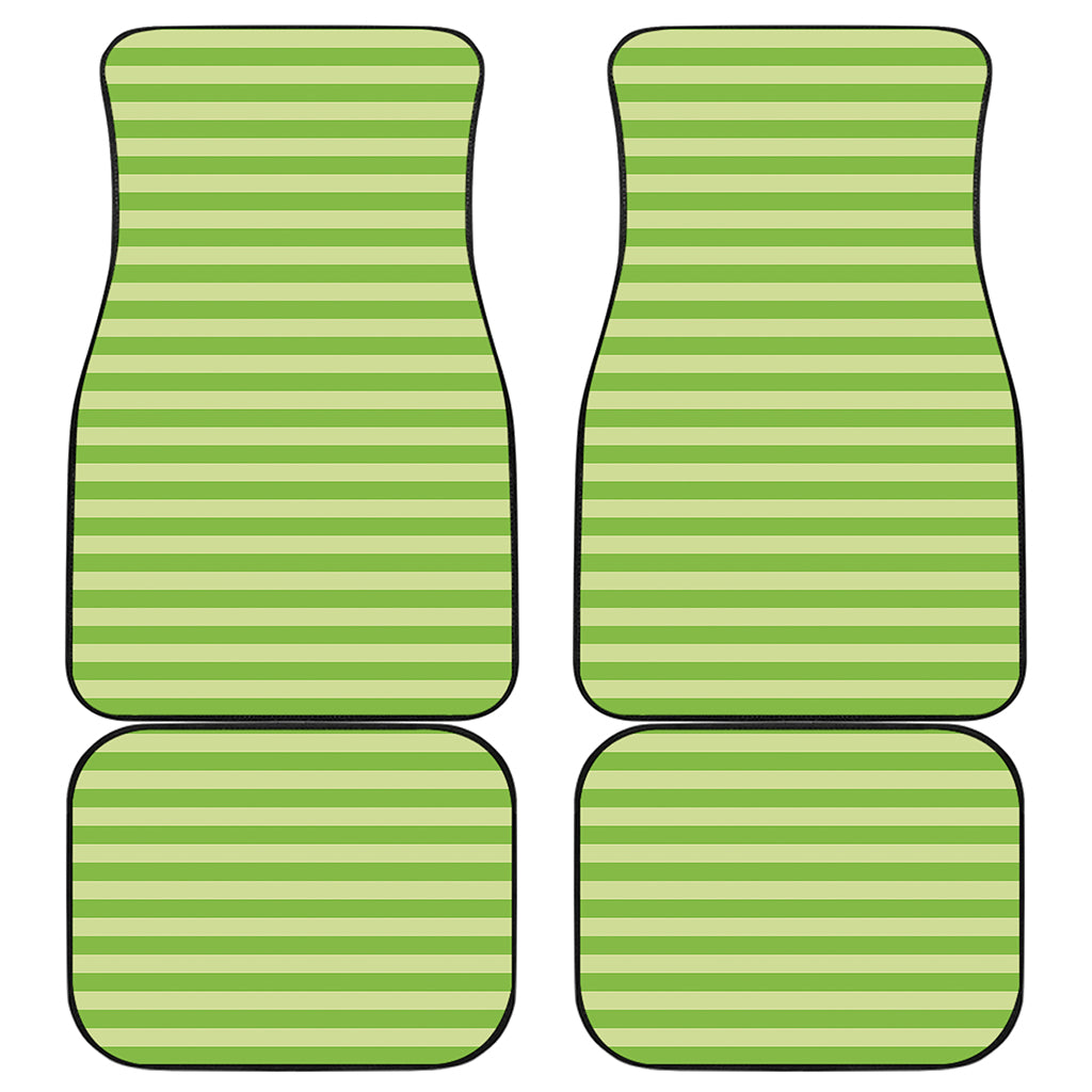 Green Striped Pattern Print Front and Back Car Floor Mats