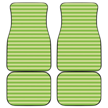 Green Striped Pattern Print Front and Back Car Floor Mats