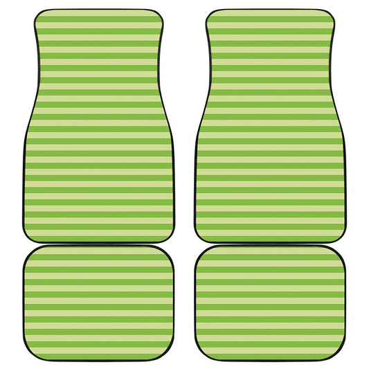Green Striped Pattern Print Front and Back Car Floor Mats