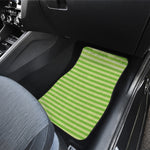 Green Striped Pattern Print Front and Back Car Floor Mats
