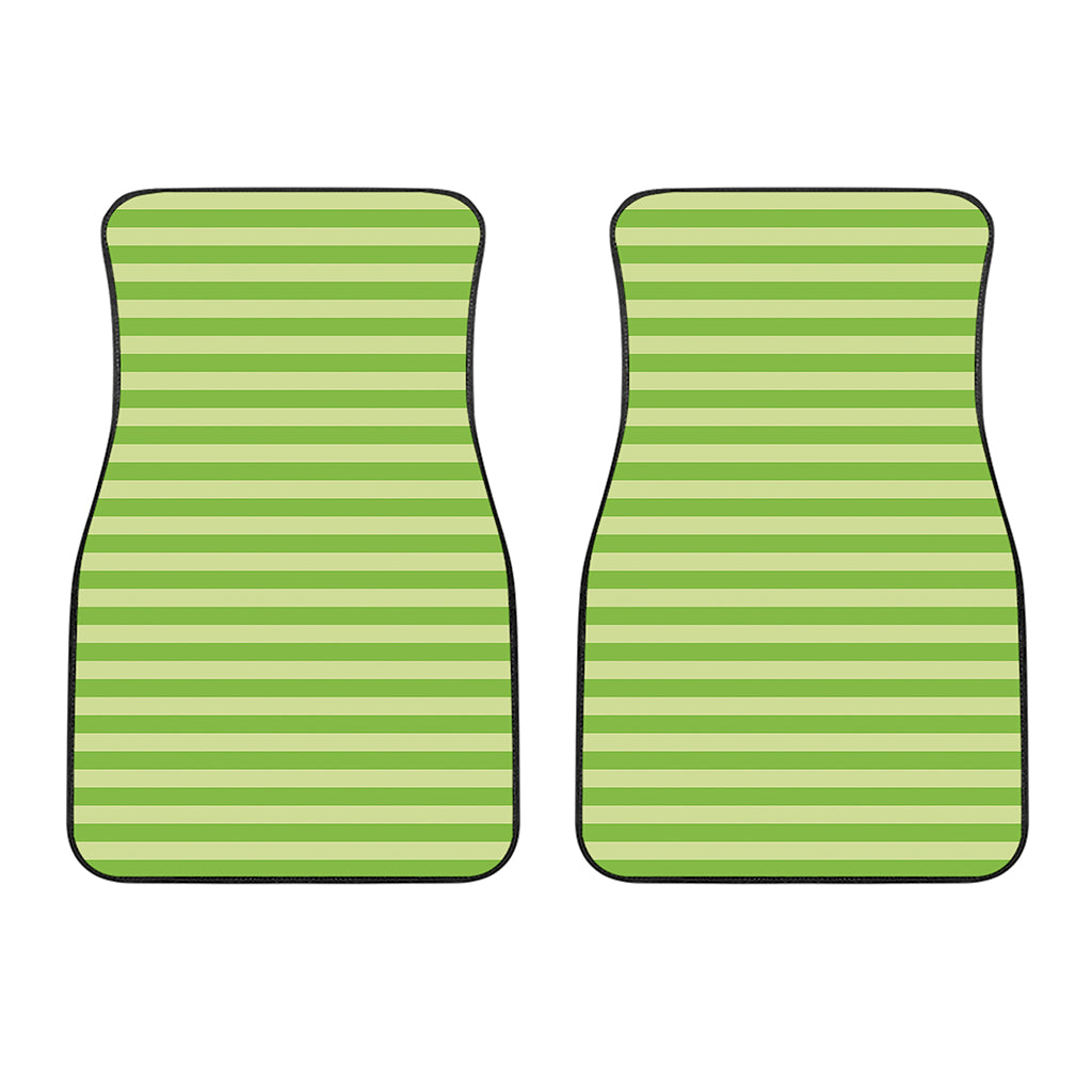 Green Striped Pattern Print Front Car Floor Mats