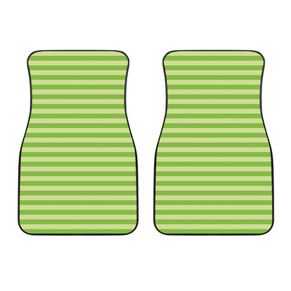 Green Striped Pattern Print Front Car Floor Mats