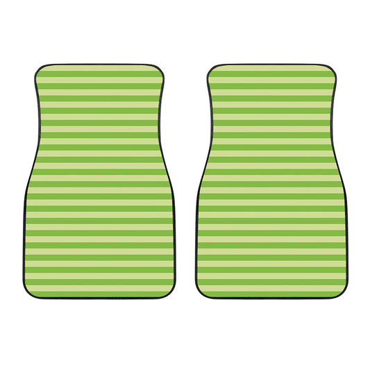 Green Striped Pattern Print Front Car Floor Mats
