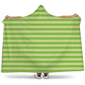 Green Striped Pattern Print Hooded Blanket