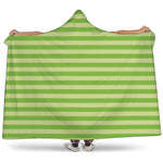 Green Striped Pattern Print Hooded Blanket