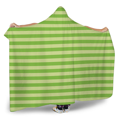 Green Striped Pattern Print Hooded Blanket