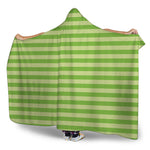 Green Striped Pattern Print Hooded Blanket