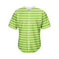 Green Striped Pattern Print Men's Baseball Jersey