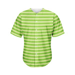 Green Striped Pattern Print Men's Baseball Jersey