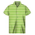 Green Striped Pattern Print Men's Short Sleeve Shirt
