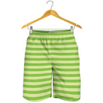 Green Striped Pattern Print Men's Shorts