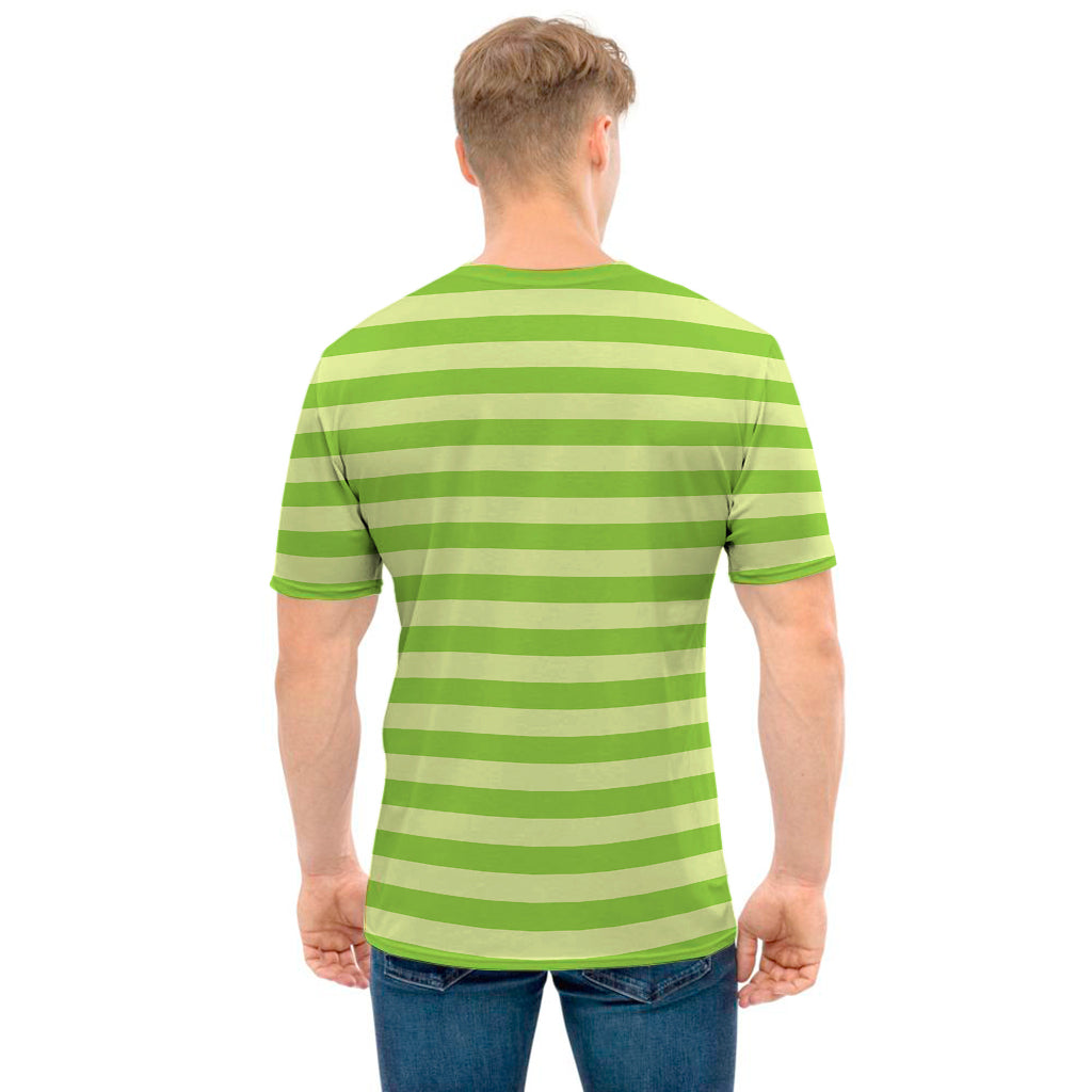 Green Striped Pattern Print Men's T-Shirt