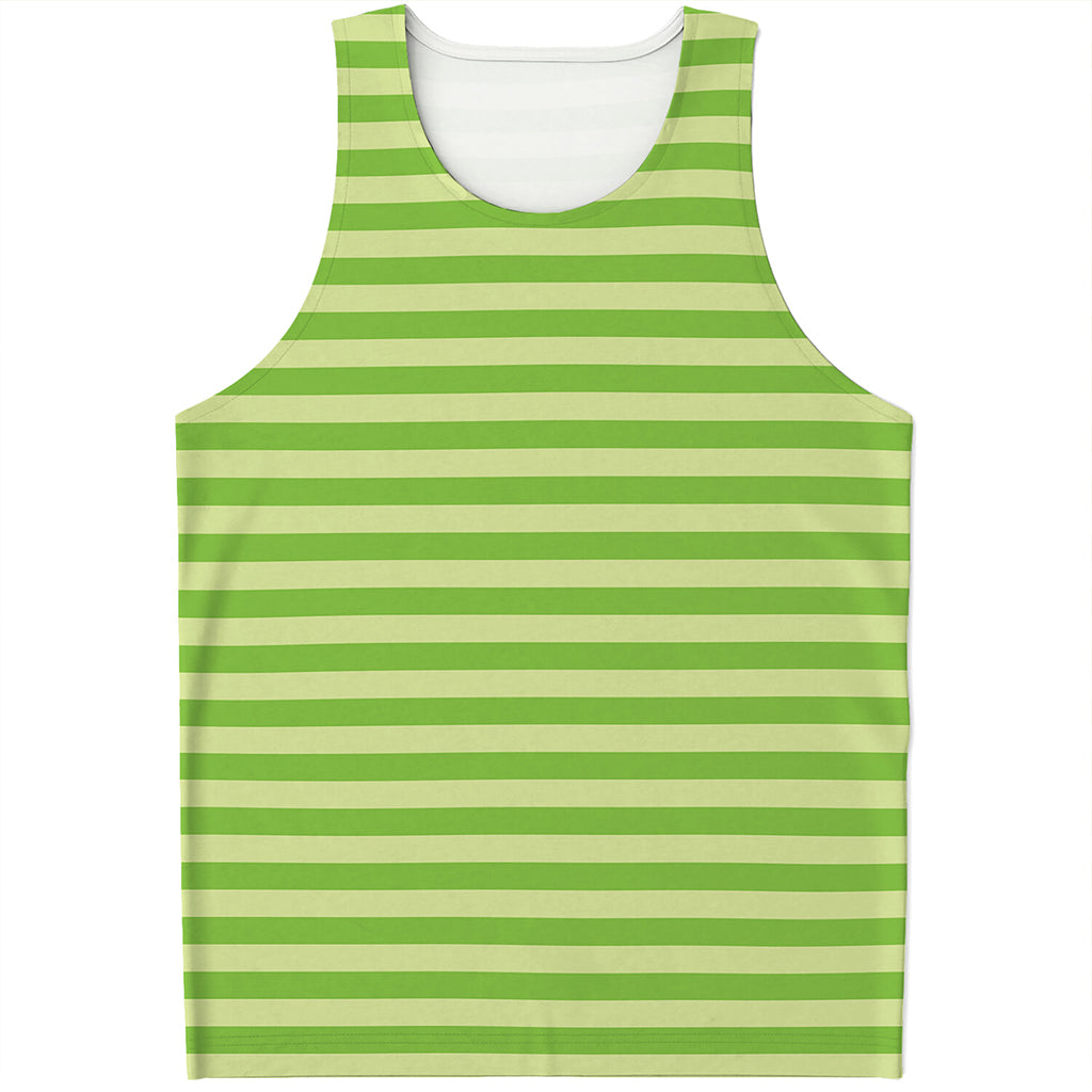 Green Striped Pattern Print Men's Tank Top