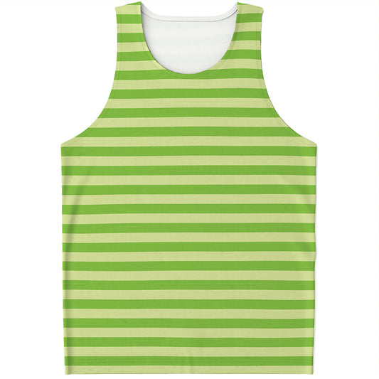 Green Striped Pattern Print Men's Tank Top