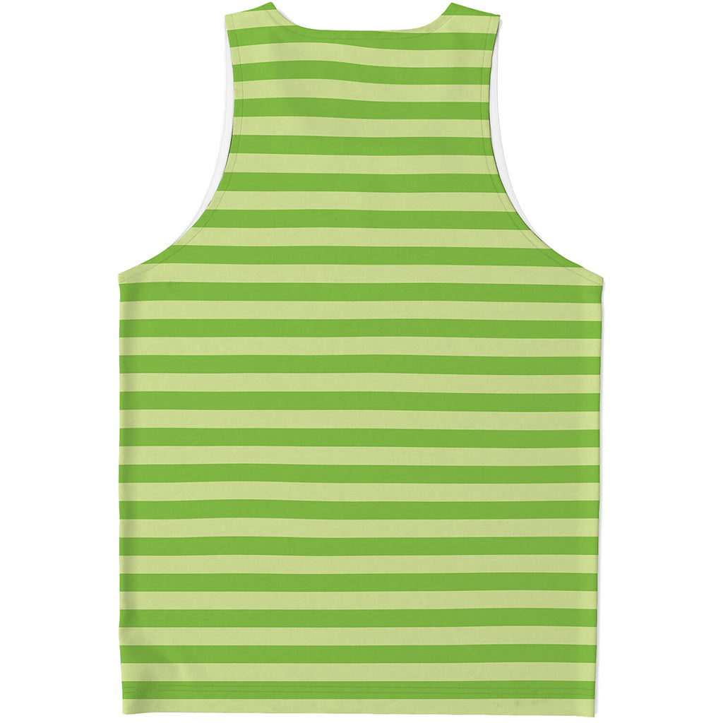 Green Striped Pattern Print Men's Tank Top