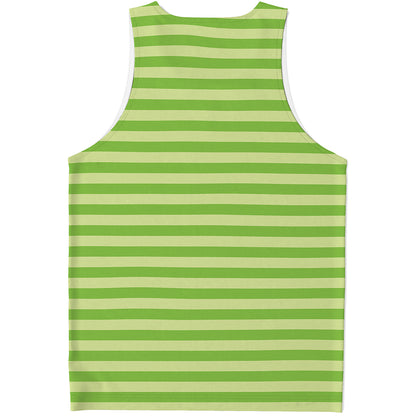 Green Striped Pattern Print Men's Tank Top