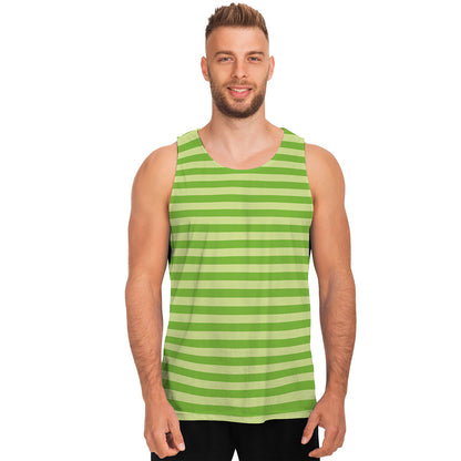 Green Striped Pattern Print Men's Tank Top