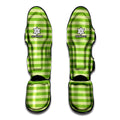 Green Striped Pattern Print Muay Thai Shin Guards