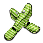 Green Striped Pattern Print Muay Thai Shin Guard