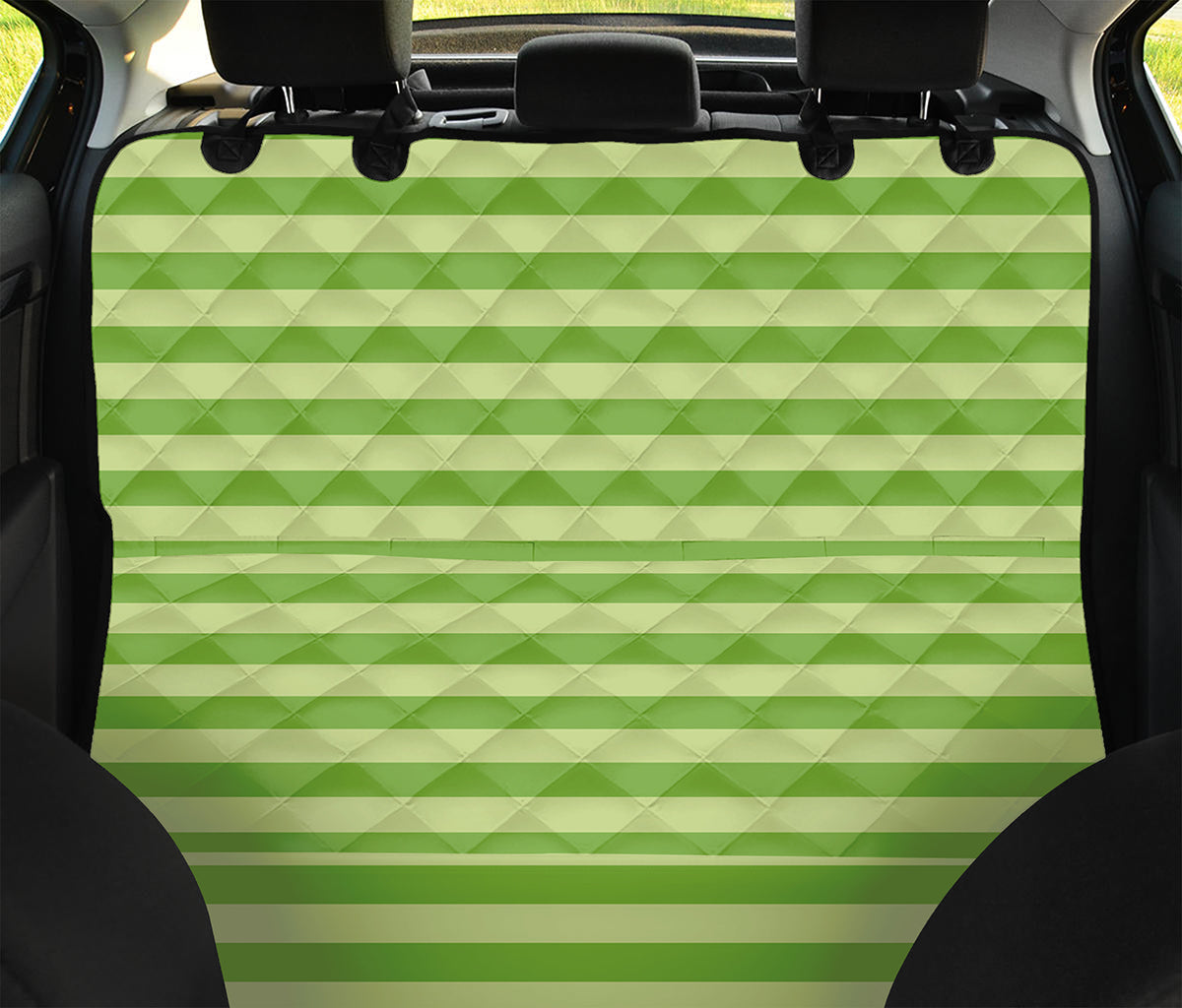 Green Striped Pattern Print Pet Car Back Seat Cover